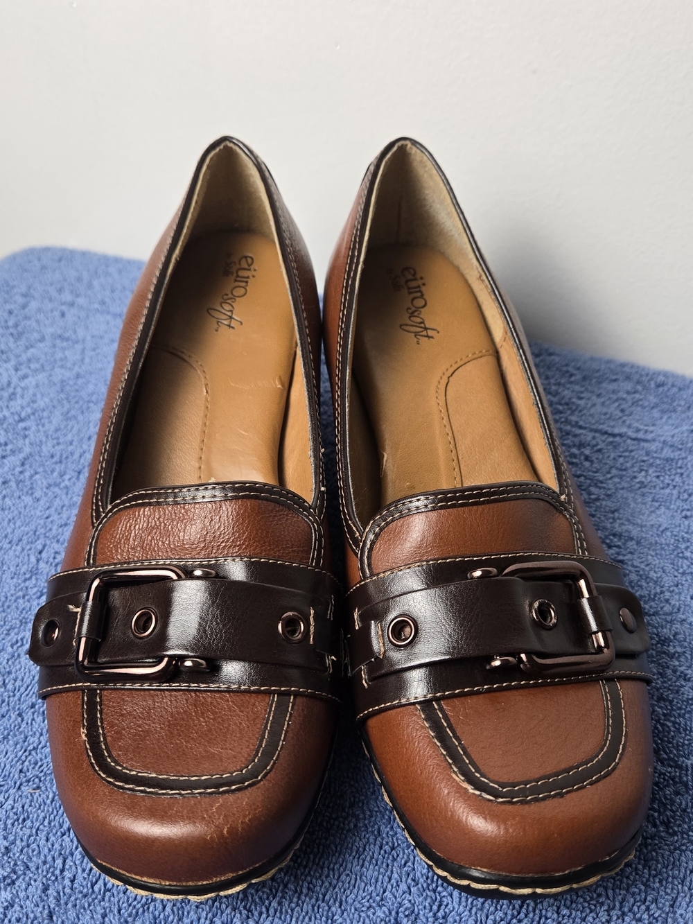 EuroSoft Women’s Two-Tone Brown Wedge Loafers